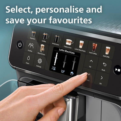 Philips 5500 Series Bean to Cup Coffee Machine – 20 Hot & Iced drinks, LatteGo Milk Frother, Fastest-to-Clean, 40% Quieter, Ceramic Grinder, Fully Automatic Espresso & Cappuccino maker – EP5546/70