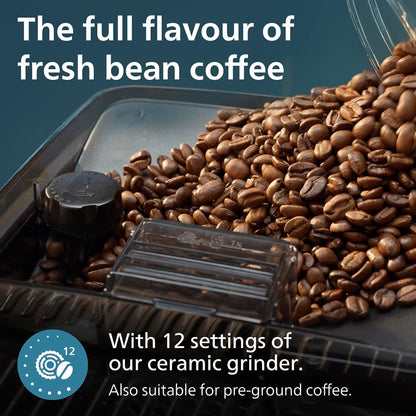 Philips 5500 Series Bean to Cup Coffee Machine – 20 Hot & Iced drinks, LatteGo Milk Frother, Fastest-to-Clean, 40% Quieter, Ceramic Grinder, Fully Automatic Espresso & Cappuccino maker – EP5546/70